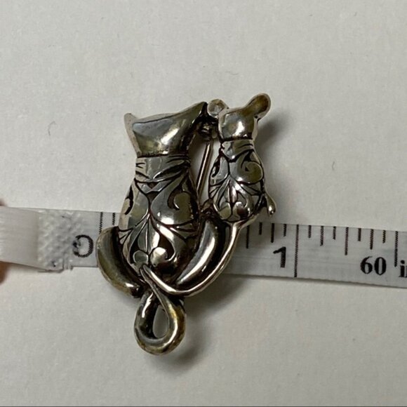 JEZLAINE BROOCH CAT MOUSE STERLING SILVER 925 PIN SIGNED 6.5 g - Picture 5 of 8